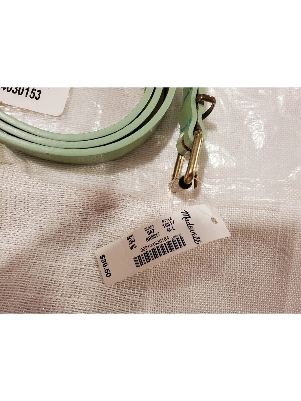 Madewell M/L Medium Large Patent Leather Green Thin Belt